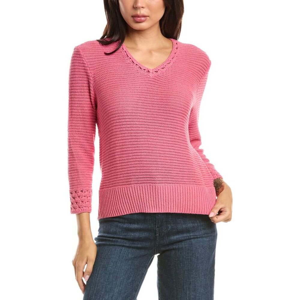 Nic & Zoe Womens Edged Pop Stitch Sweater, Red